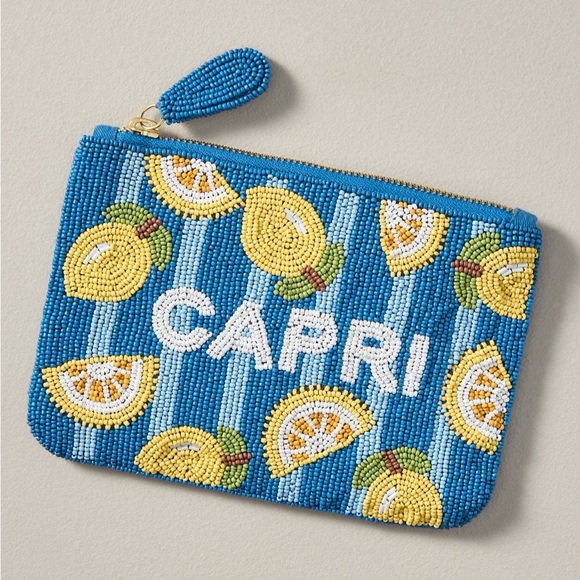 Anthropologie Handbags - NWT Anthropologie The Fiona Beaded Pouch City Edition in Capri